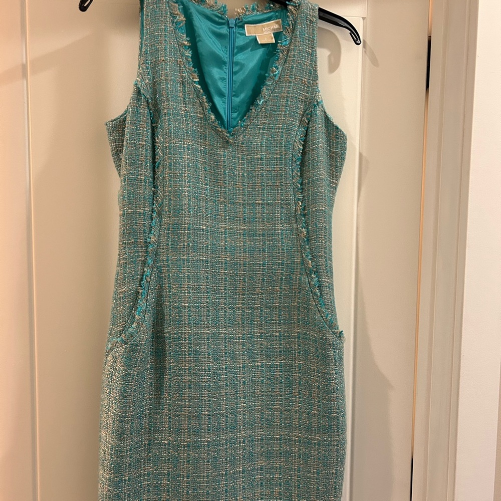 Michael Kors - Elegant Teal Tweed Dress